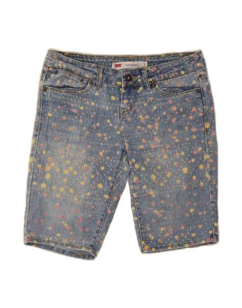 Vintage Levi's Denim Bermuda Shorts US 3 Small W30 In Blue Spotted - view 1