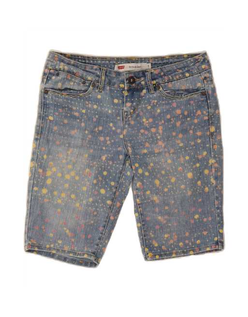 Vintage Levi's Denim Bermuda Shorts US 3 Small W30 In Blue Spotted