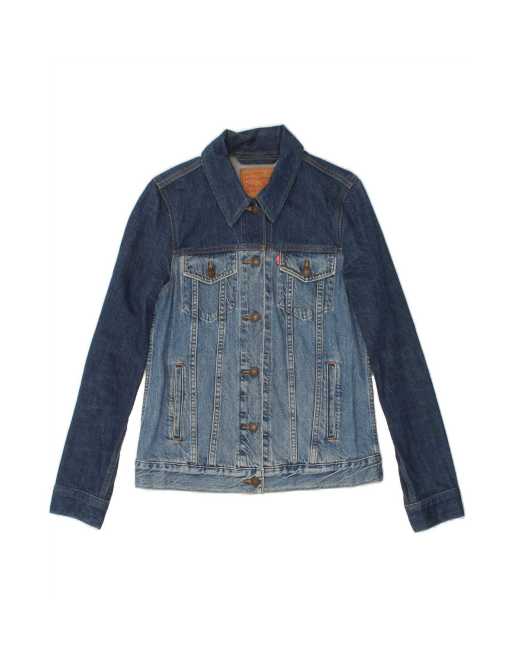 Vintage Levi's Denim Jacket Uk 10 Small In Blue Colourblock