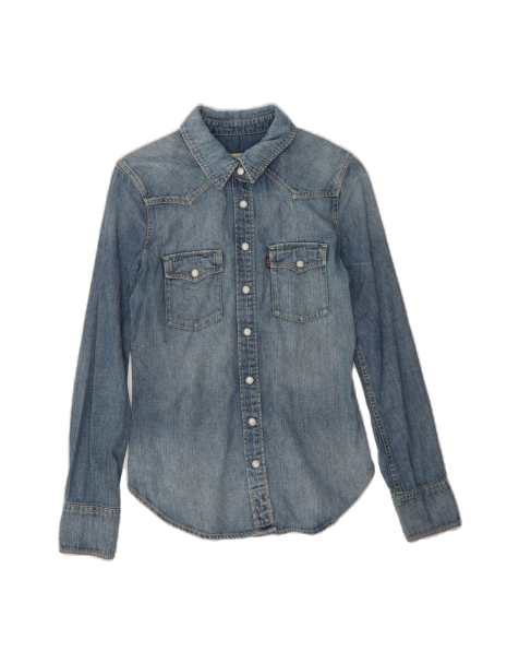 Vintage Levi's Denim Shirt UK 6 XS In Blue - view 1