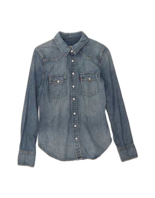 Vintage Levi's Denim Shirt UK 6 XS In Blue