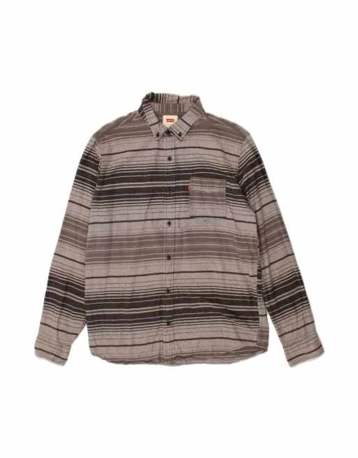 Vintage Levi's Flannel Shirt Large In Grey Striped