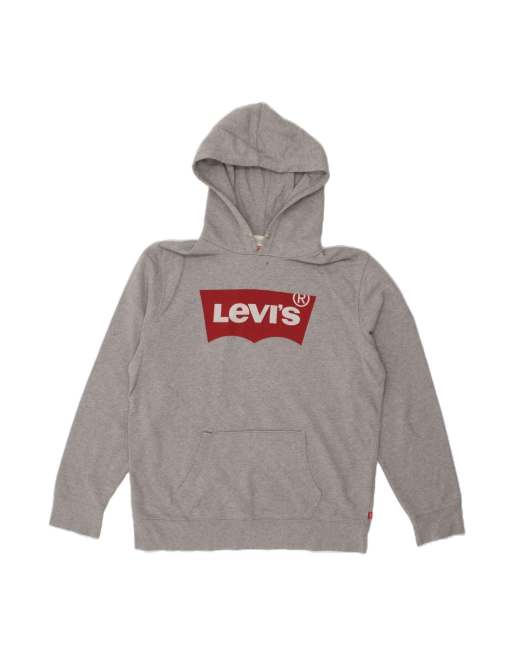 Vintage Levi's Graphic Hoodie Jumper Large In Grey