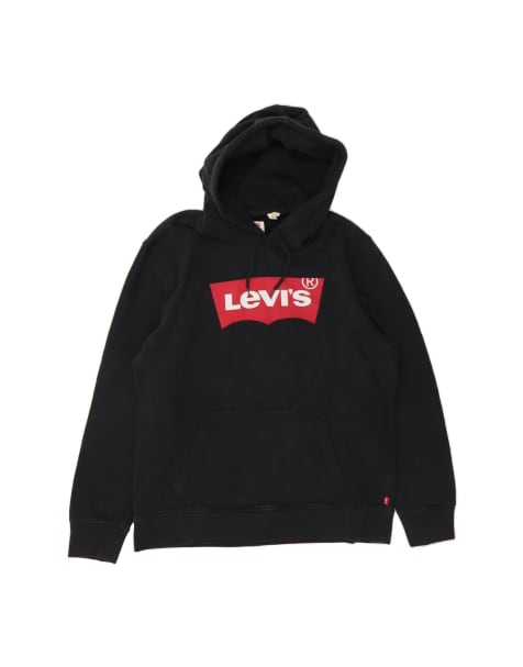 Vintage Levi's Graphic Hoodie Jumper Medium In Black - view 1