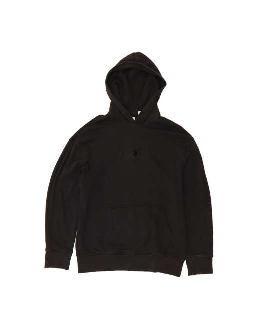 Vintage Levi's Graphic Hoodie Jumper Medium In Black