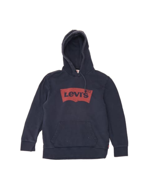 Vintage Levi's Graphic Hoodie Jumper Medium In Blue - view 1