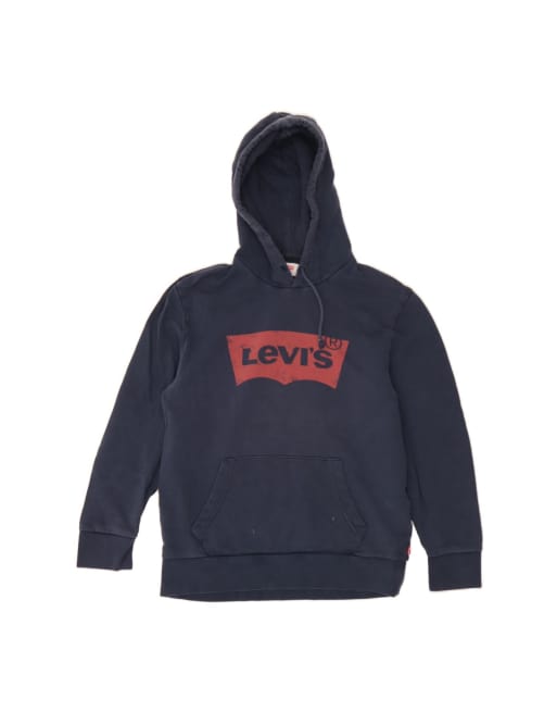 Vintage Levi's Graphic Hoodie Jumper Medium In Blue