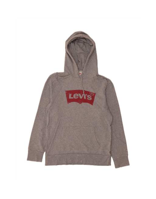 Vintage Levi's Graphic Hoodie Jumper Medium In Grey