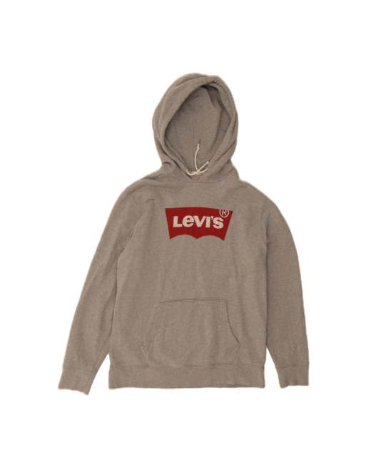 Vintage Levi's Graphic Hoodie Jumper Medium In Grey