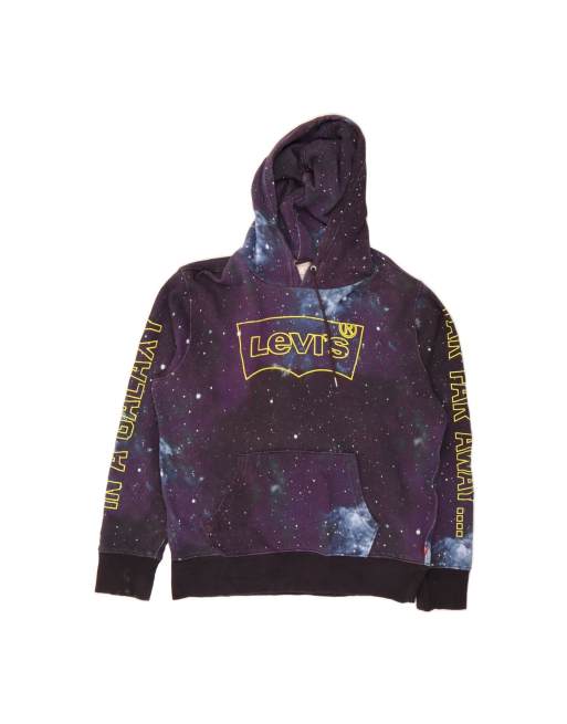 Vintage Levi's Graphic Hoodie Jumper Medium In Purple Tie Dye