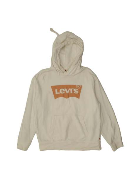 Vintage Levi's Graphic Hoodie Jumper Medium In White - view 1