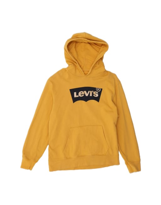 Vintage Levi's Graphic Hoodie Jumper Medium In Yellow