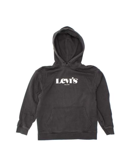 Vintage Levi's Graphic Hoodie Jumper Small In Black