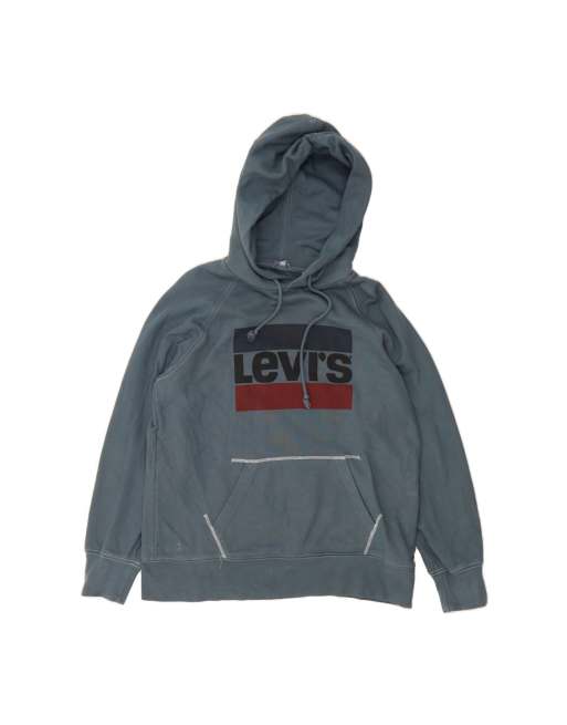 Vintage Levi's Graphic Hoodie Jumper Small In Blue