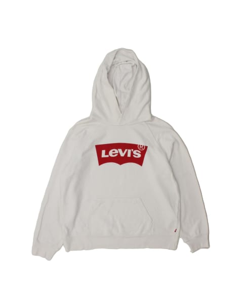 Vintage Levi's Graphic Hoodie Jumper Small In White - view 1