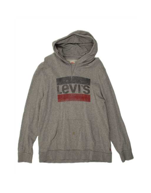 Vintage Levi's Graphic Hoodie Jumper XL In Grey