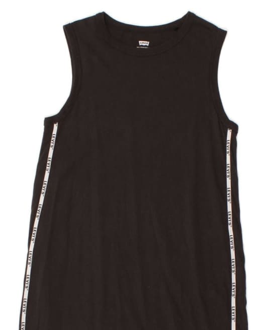 Vintage Levi's Graphic Sleeveless T-shirt Dress UK 6 XS In Black, 3 of 4