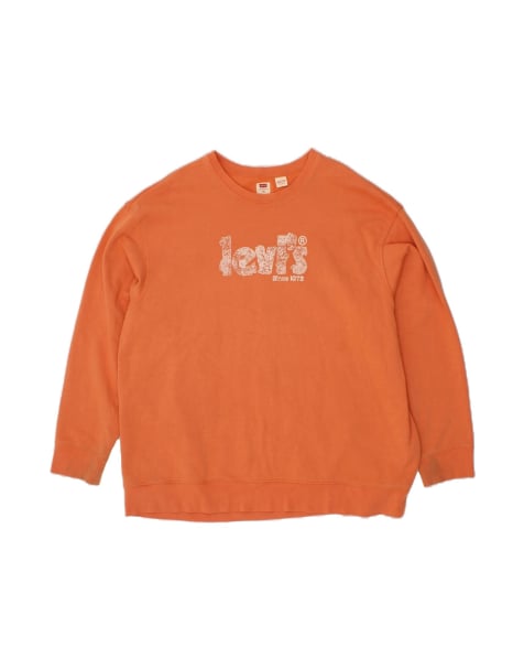 Vintage Levi's Graphic Sweatshirt Jumper 2XL In Orange - view 1