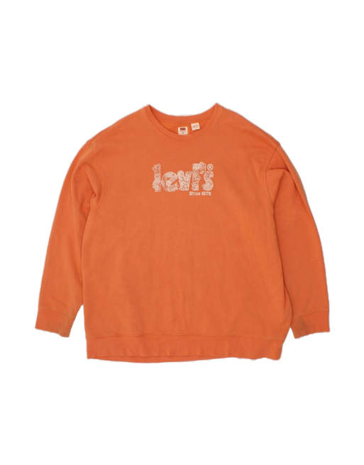 Vintage Levi's Graphic Sweatshirt Jumper 2XL In Orange