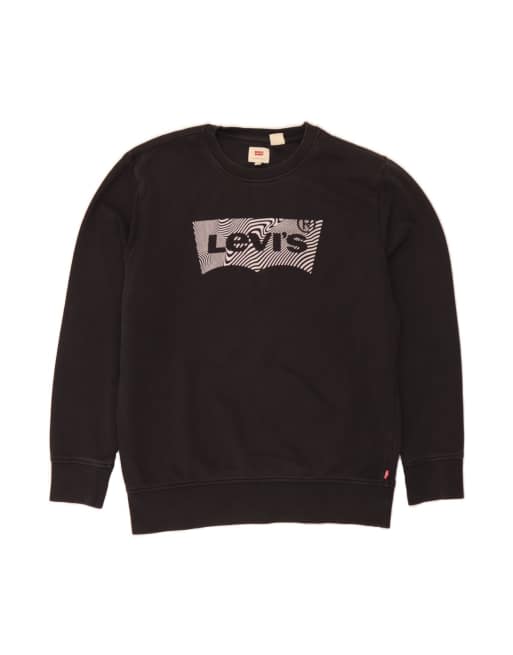 Vintage Levi's Graphic Sweatshirt Jumper Large In Black