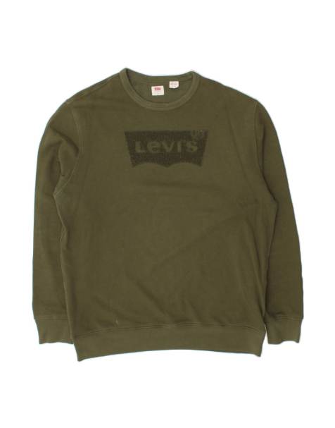 Vintage Levi's Graphic Sweatshirt Jumper Large In Khaki - view 1