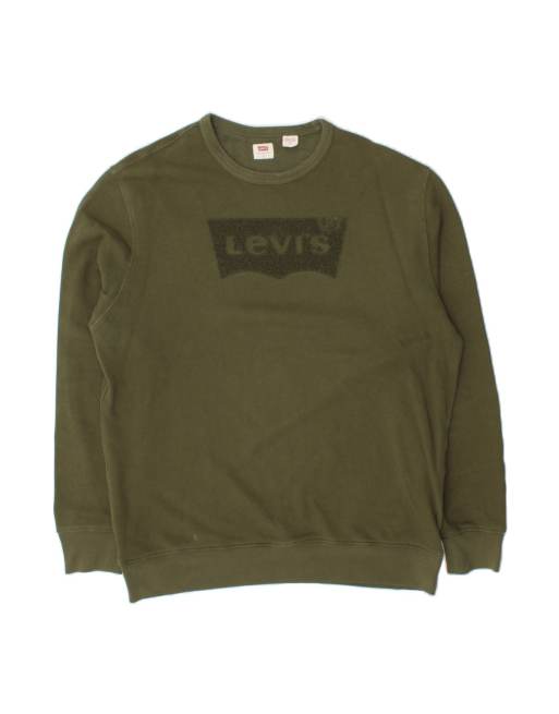 Vintage Levi's Graphic Sweatshirt Jumper Large In Khaki