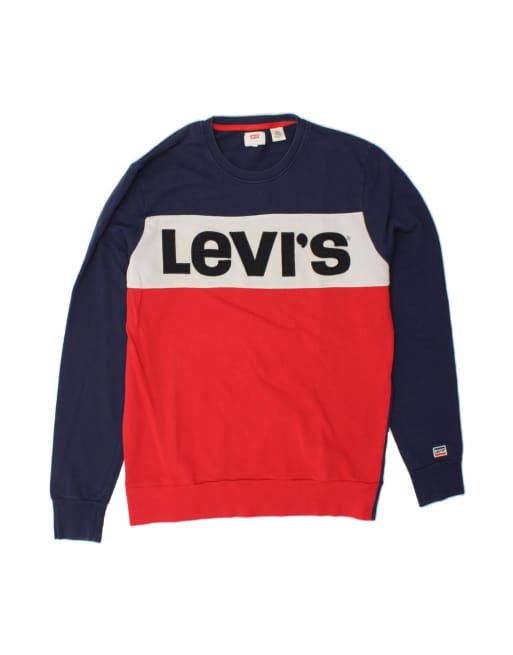 Vintage Levi's Graphic Sweatshirt Jumper Large In Multicoloured Colourblock