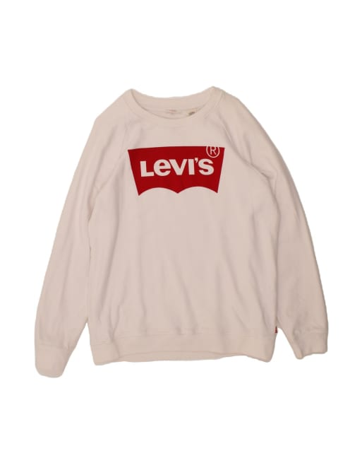 Vintage Levi's Graphic Sweatshirt Jumper Large In White