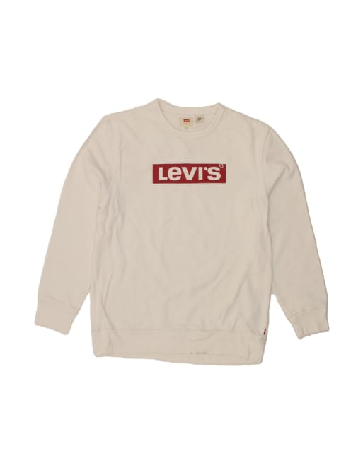 Vintage Levi's Graphic Sweatshirt Jumper Large In White