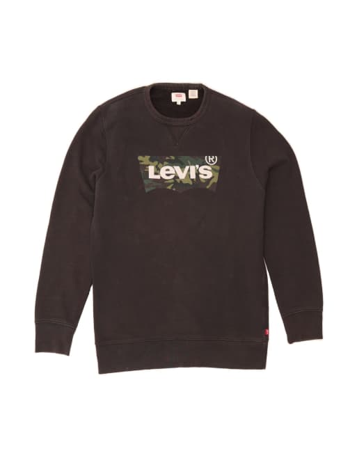 Vintage Levi's Graphic Sweatshirt Jumper Medium In Black
