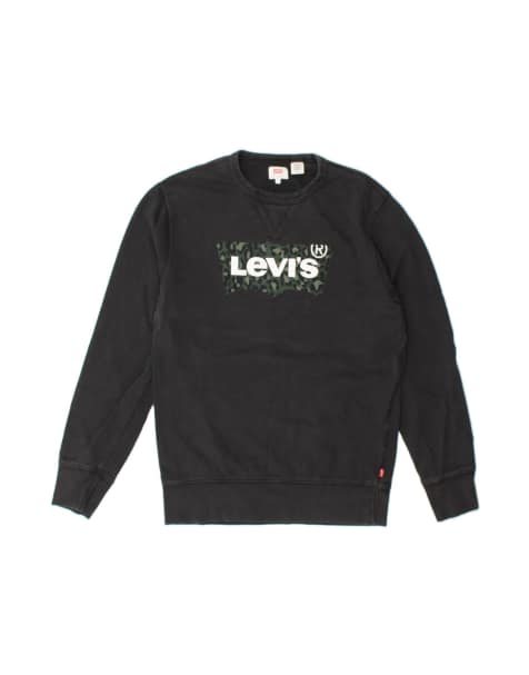 Vintage Levi's Graphic Sweatshirt Jumper Small In Black Camouflage - view 1