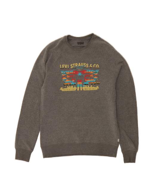 Vintage Levi's Graphic Sweatshirt Jumper Small In Grey
