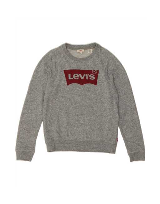 Vintage Levi's Graphic Sweatshirt Jumper UK 10 Small In Grey Flecked