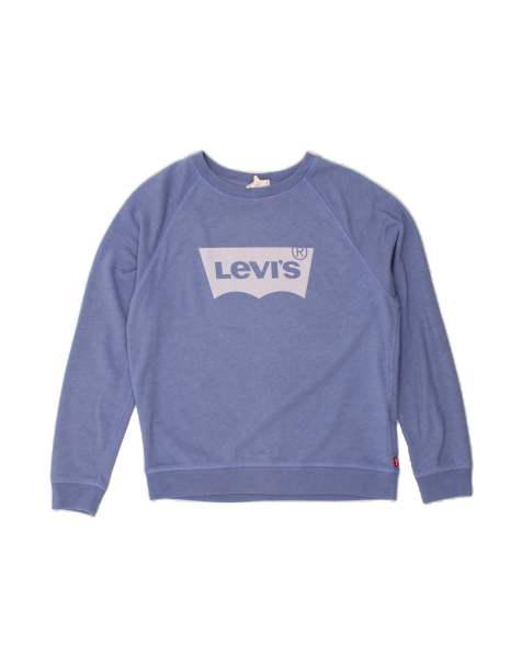 Vintage Levi's Graphic Sweatshirt Jumper UK 16 Large In Blue - view 1