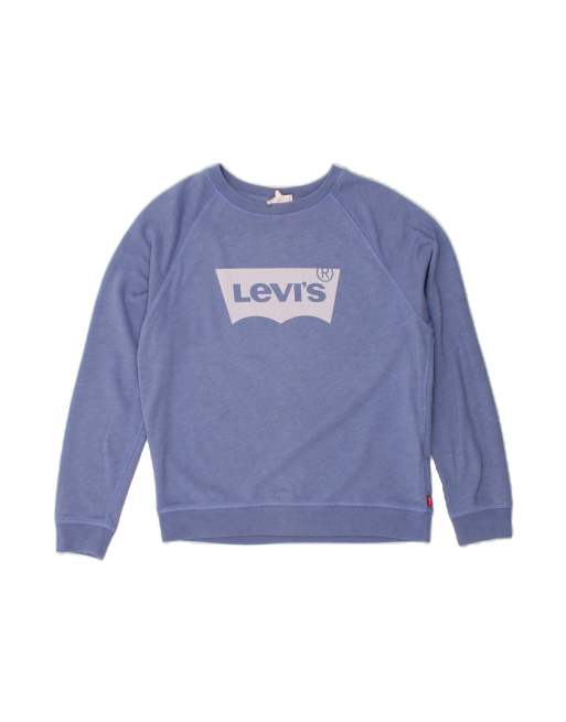 Vintage Levi's Graphic Sweatshirt Jumper UK 16 Large In Blue