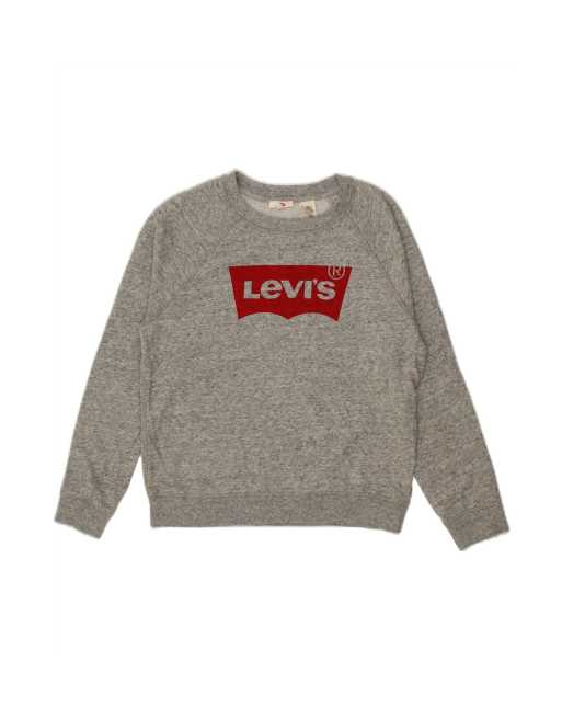 Vintage Levi's Graphic Sweatshirt Jumper UK 16 Large In Grey Flecked