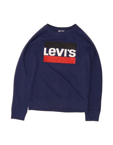 Vintage Levi's Graphic Sweatshirt Jumper UK 6 XS In Blue - view 1