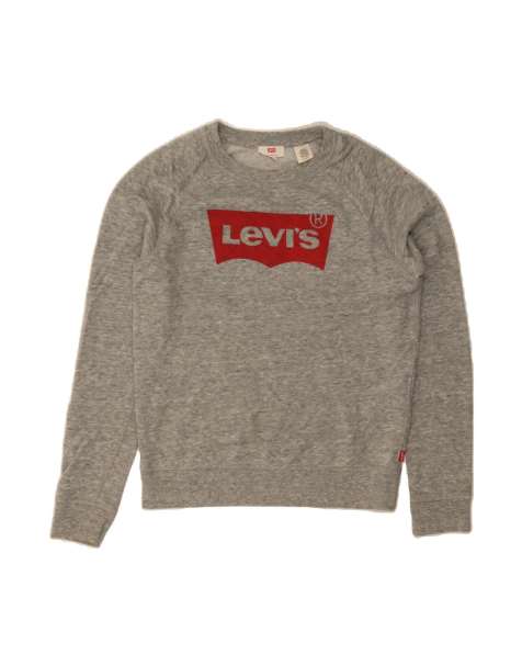 Vintage Levi's Graphic Sweatshirt Jumper UK 6 XS In Grey - view 1