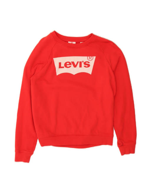 Vintage Levi's Graphic Sweatshirt Jumper XS In Red Colourblock