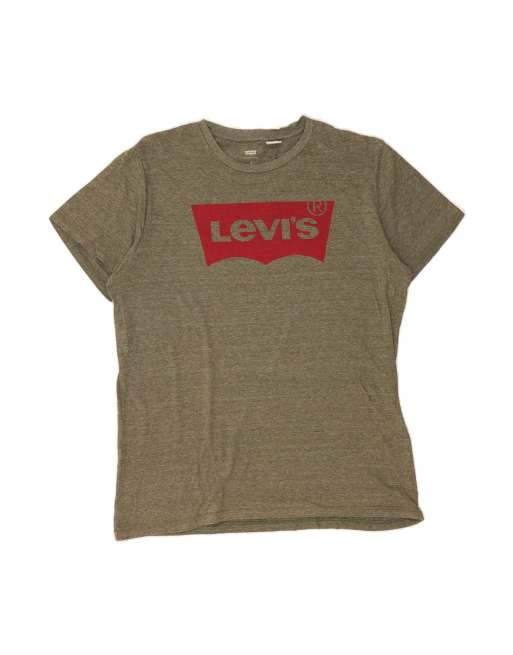 Vintage Levi's Graphic T-shirt Top Large In Khaki Flecked