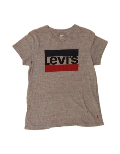 Vintage Levi's Graphic T-shirt Top Medium In Grey Flecked