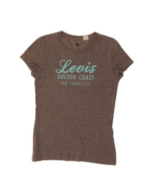 Vintage Levi's Graphic T-shirt Top UK 10 Small In Grey Flecked