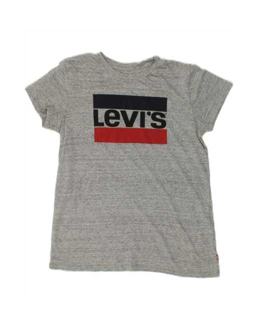 Vintage Levi's Graphic T-shirt Top Uk 14 Medium In Grey Flecked