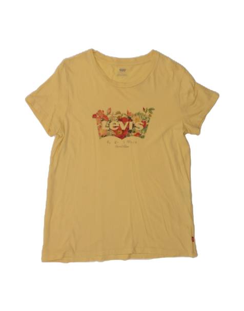 Vintage Levi's Graphic T-shirt Top UK 14 Medium In Yellow Floral - view 1