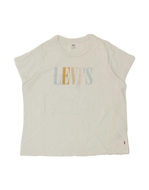 Vintage Levi's Graphic T-shirt Top Uk 22 3XL In White