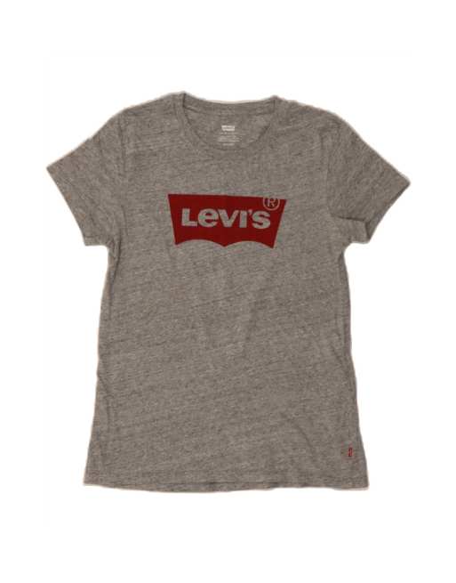 Vintage Levi's Graphic T-shirt Top UK 6 XS In Grey Flecked