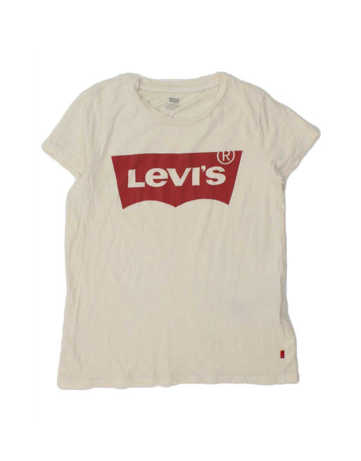 Vintage Levi's Graphic T-shirt Top Uk 8 Small In Off In White