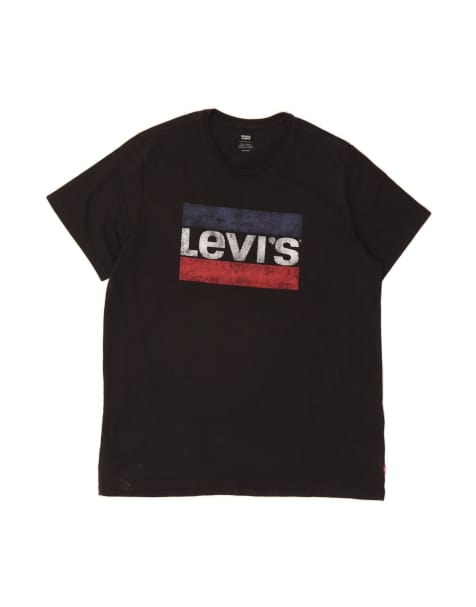 Vintage Levi's Graphic T-shirt Top XL In Black - view 1