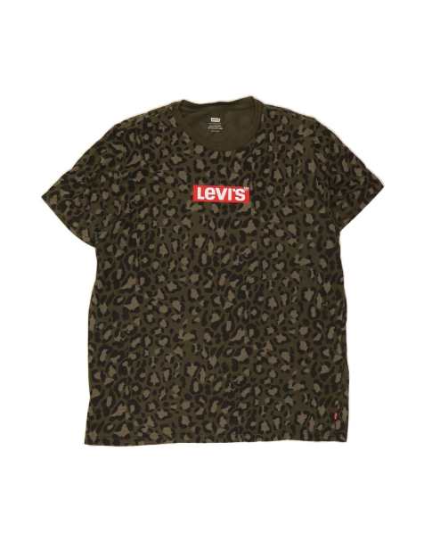 Vintage Levi's Graphic T-shirt Top XL In Green Animal Print - view 1