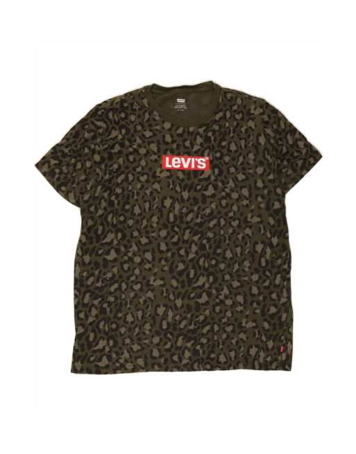 Vintage Levi's Graphic T-shirt Top XL In Green Animal Print